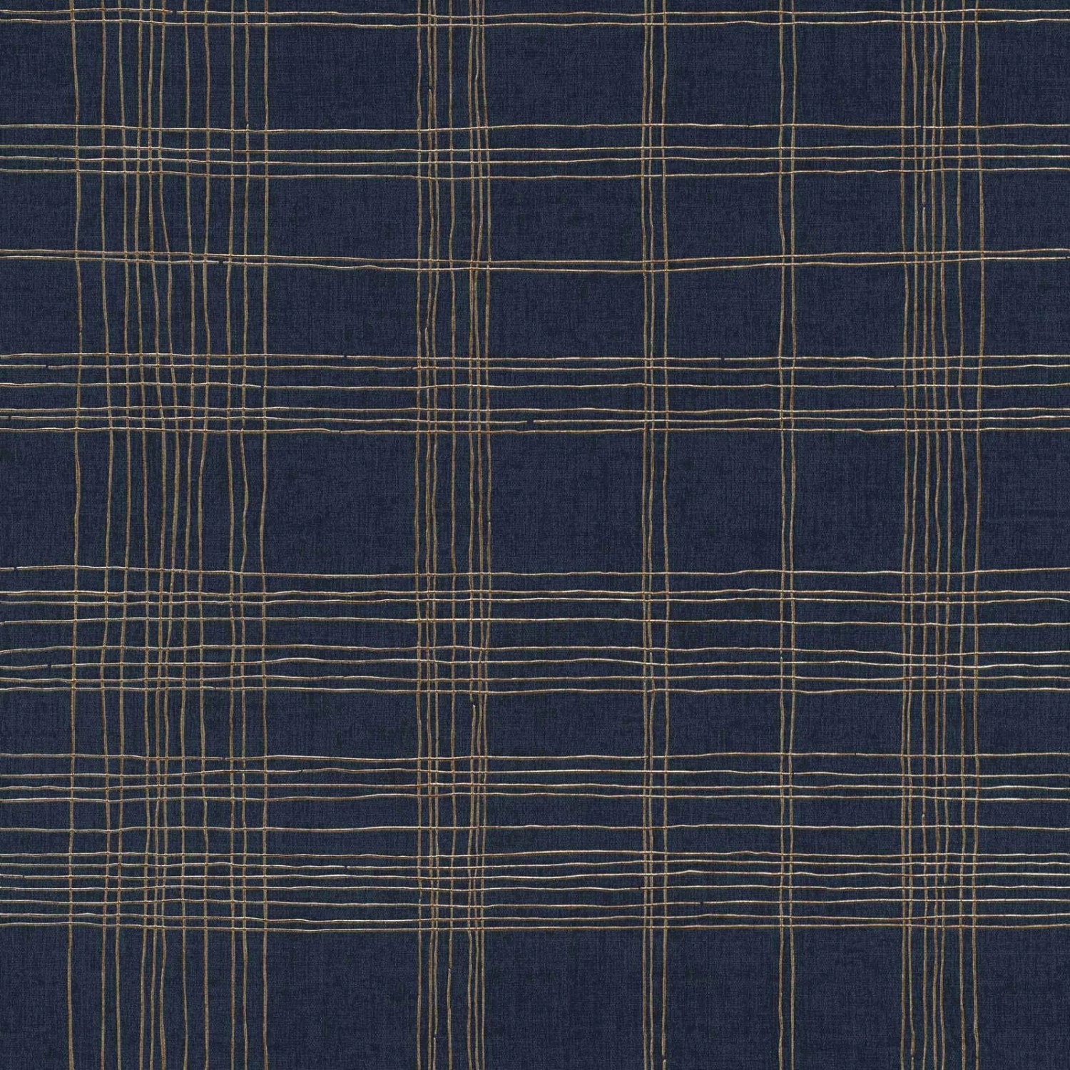 Bricoflor Karo Vliestapete Blau Gold Klassische Tapete Kariert in Dunkelbla günstig online kaufen