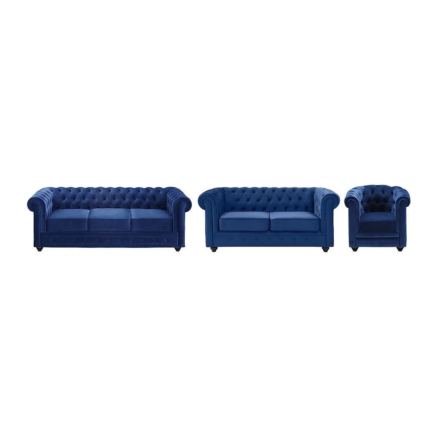 Vente-unique Couchgarnitur Mit Sessel Chesterfield Königsblau 165 cm  82 cm  205 cm