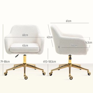 Cremeweißer HOMCOM Bürostuhl mit goldener Sternbasis und Rollen, höhenverstellbar, Maße 60x61x79-88cm.