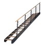Treppe Kos mit 13 Eiche Rustik Stufen, Metallgeländer schwarz, für den Innenbereich.