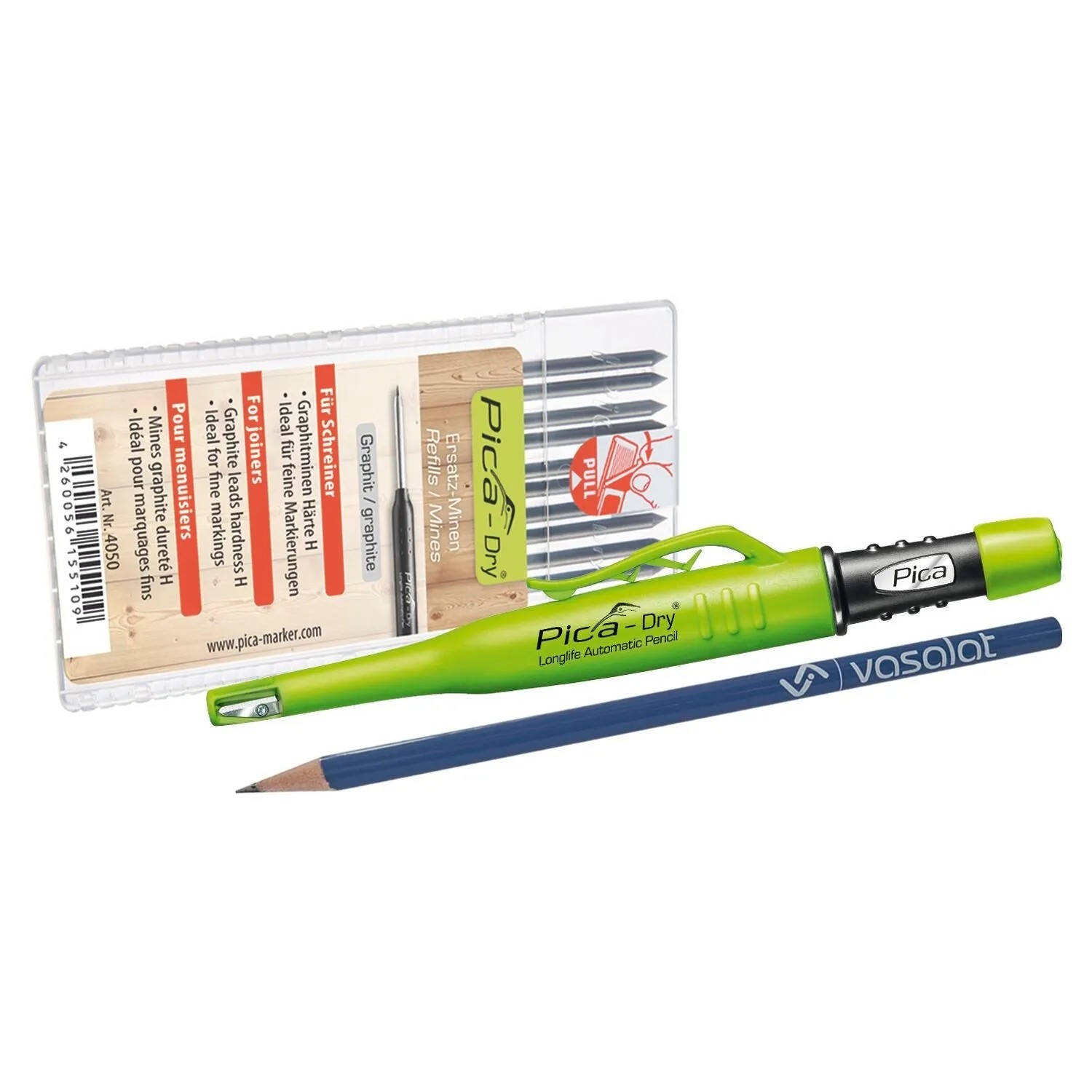 vasalat Set Pica Dry Tieflochmarker-Set Druckbleistift mit 10 Ersatzminen Härte H