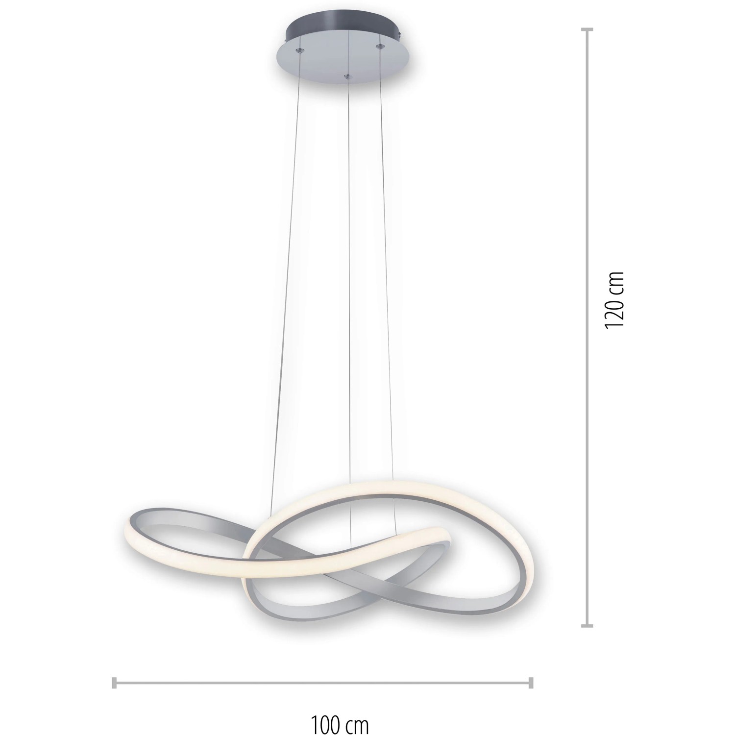Moderne LED-Pendelleuchte Maria aus Aluminium, 57x120 cm, dimmbar, für Wohnräume.