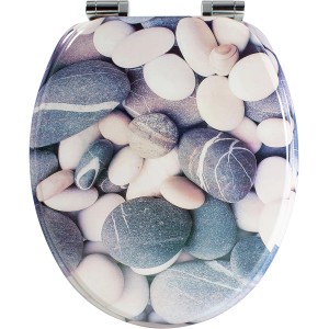 Sanfino WC-Sitz Stones: Toilettendeckel aus Holz mit Stein-Motiv und Absenkautomatik.