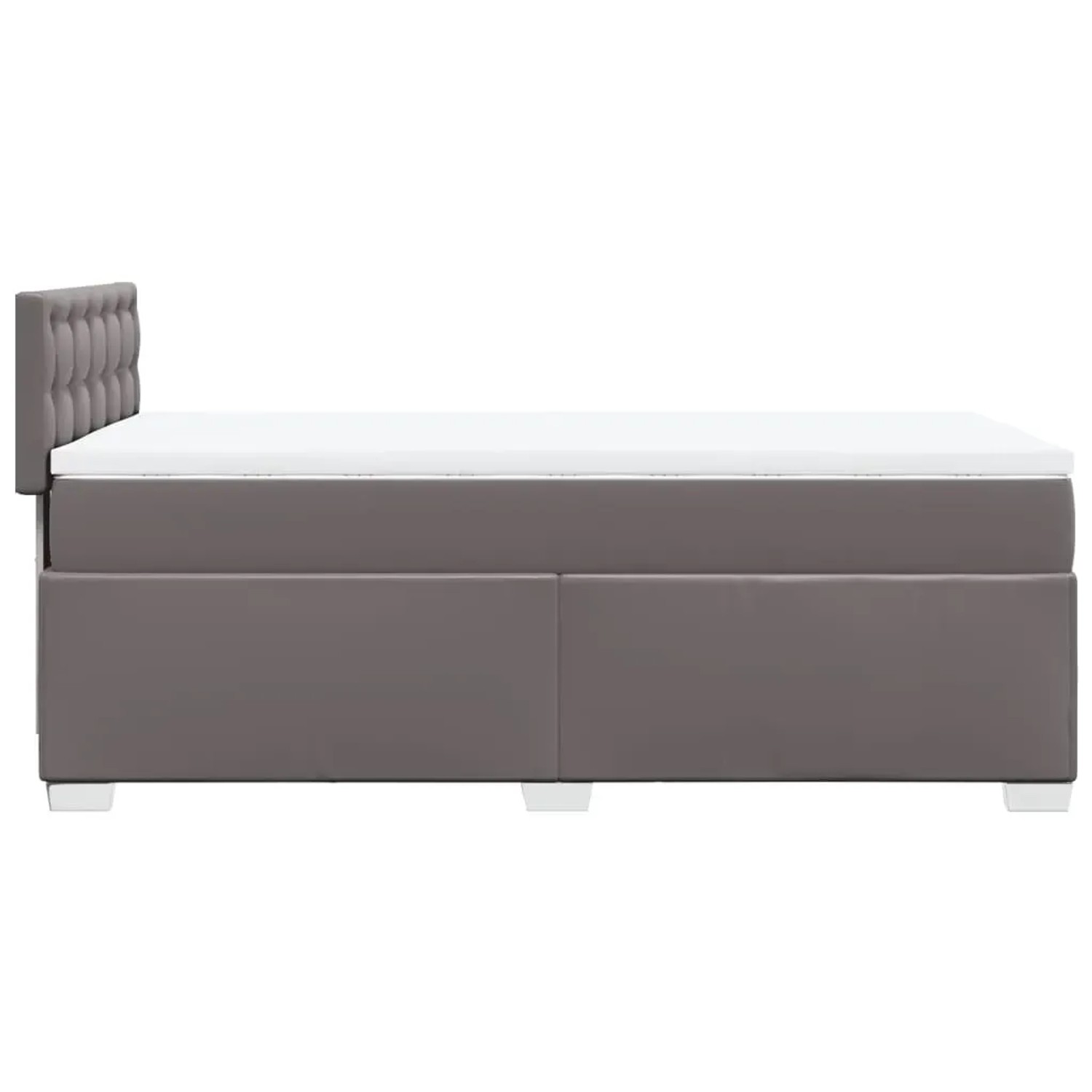 Graues vidaXL Boxspringbett 100x200 cm mit Matratze und Kunstlederbezug.