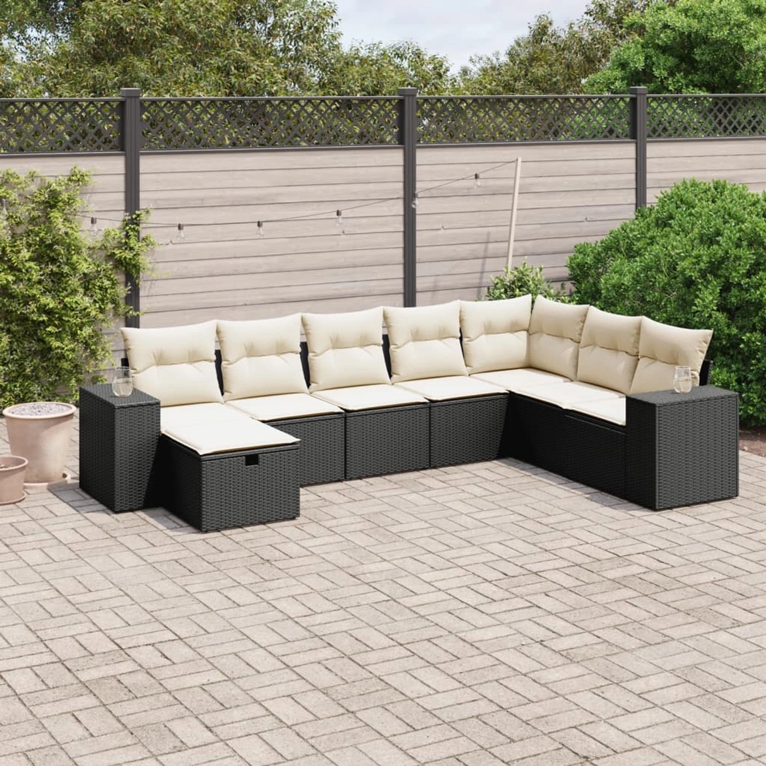 vidaXL 8-tlg Garten-Sofagarnitur mit Kissen Schwarz Poly Rattan Modell 134 günstig online kaufen