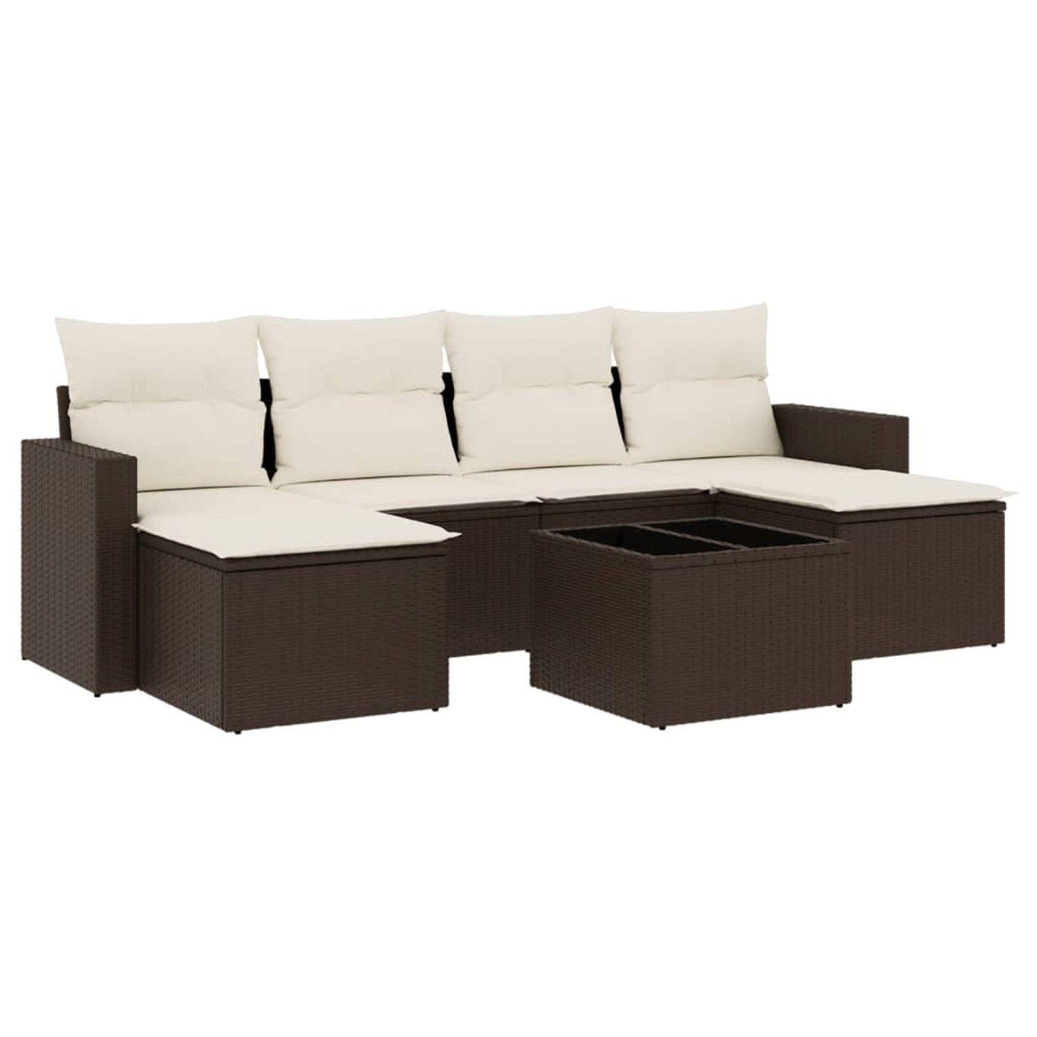 vidaXL 7-Tlg Garten-Sofagarnitur mit Kissen Braun Poly Rattan 3219323 günstig online kaufen