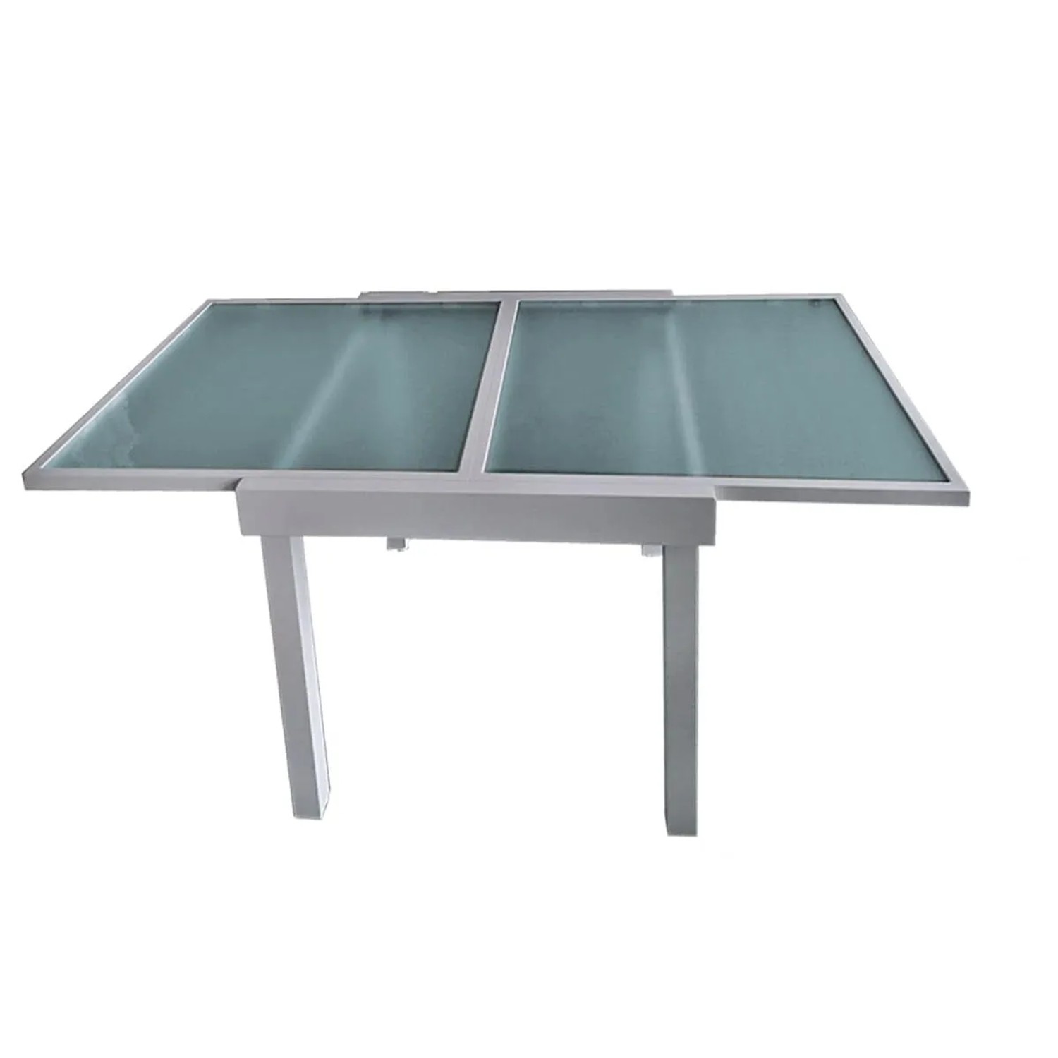DELUKE Gartentisch ADAM Aluminium-Temperglas Grau 65x65x75cm Ausziehtisch Esstisch Wetterfest Outdoor Tisch