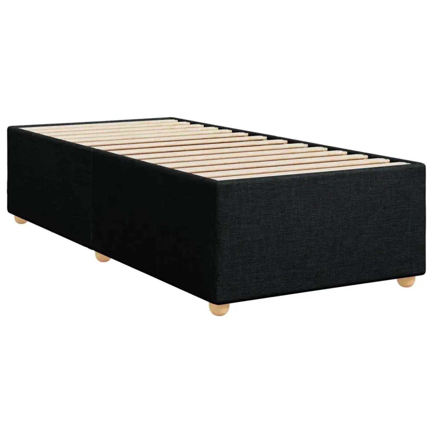 Schwarzes vidaXL Boxspringbett 100x200 cm mit Lattenrost und Füßen.