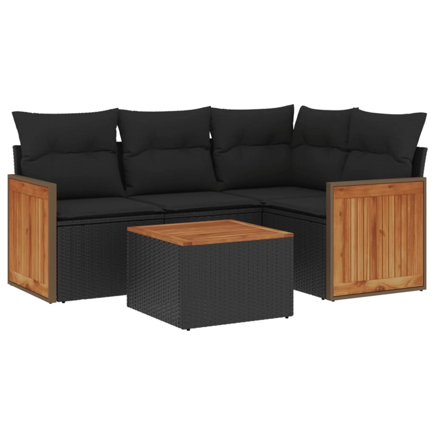vidaXL 5-Tlg Garten-Sofagarnitur mit Kissen Schwarz Poly Rattan 3227616 günstig online kaufen