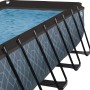 Grauer EXIT Stone Pool 400x200 mit Stahlrahmen und Sandfilterpumpe.