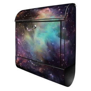 Banjado Design Briefkasten Schwarz Pulverbeschichtet 39x47x14cm 2 Schlüssel Mit Zeitungsfach Motiv Im Weltall 2