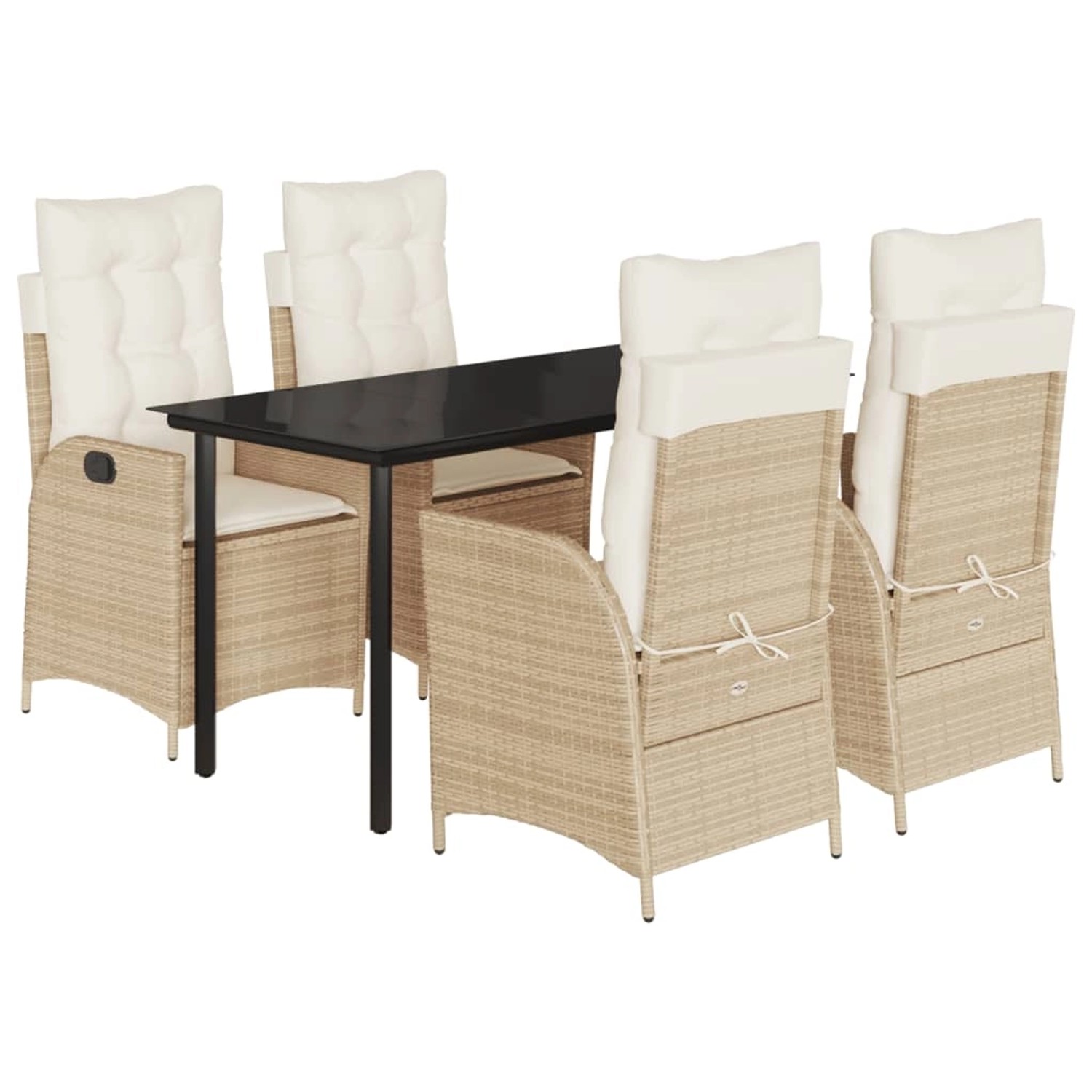 vidaXL 5-Tlg Garten-Essgruppe mit Kissen Beige Poly Rattan 3213247 günstig online kaufen