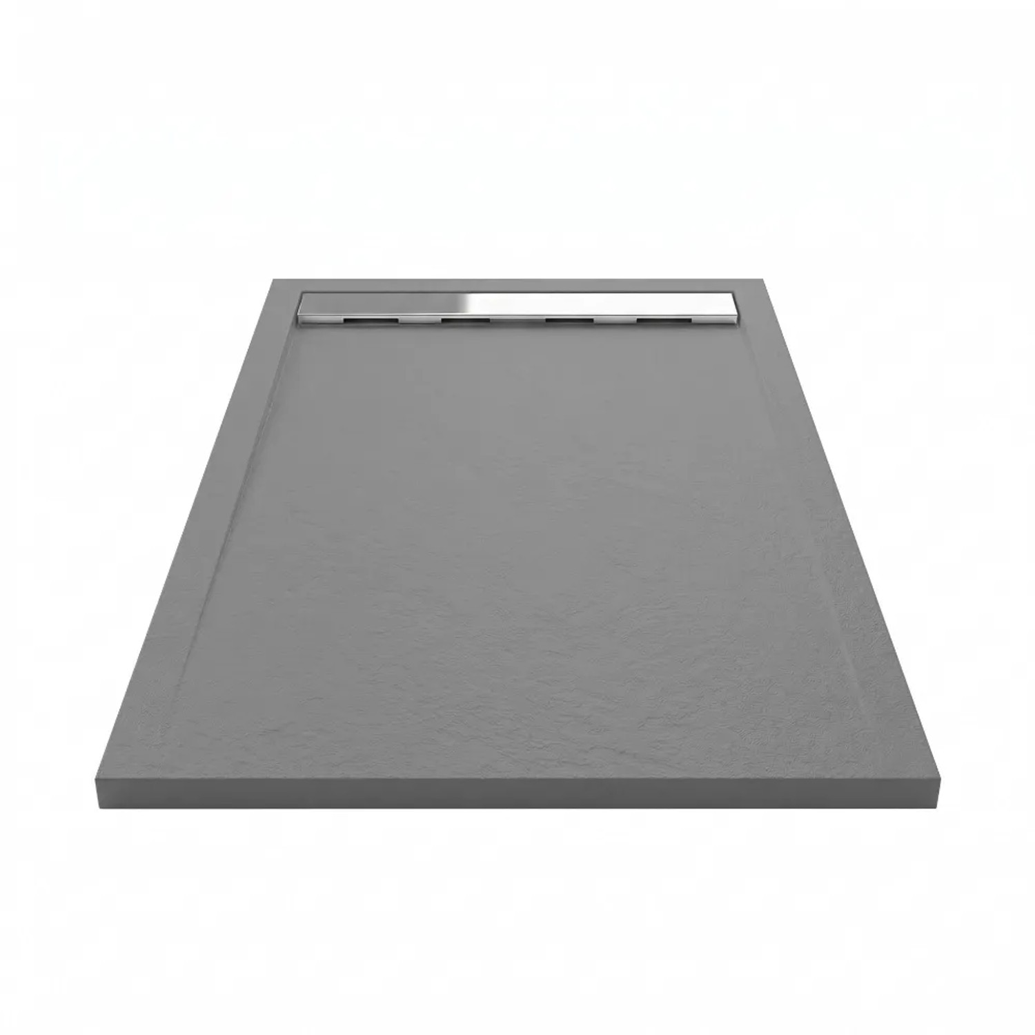 Mirlo Mineralguss Duschwanne Extra Flach Ribera  Anthrazit Ablaufschutz Chrom 90x110cm