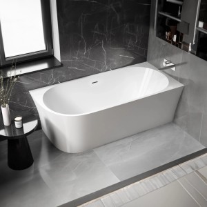 Freistehende, asymmetrische Badewanne NOVA von Bernstein, Acryl, weiß glänzend, 170x80 cm.