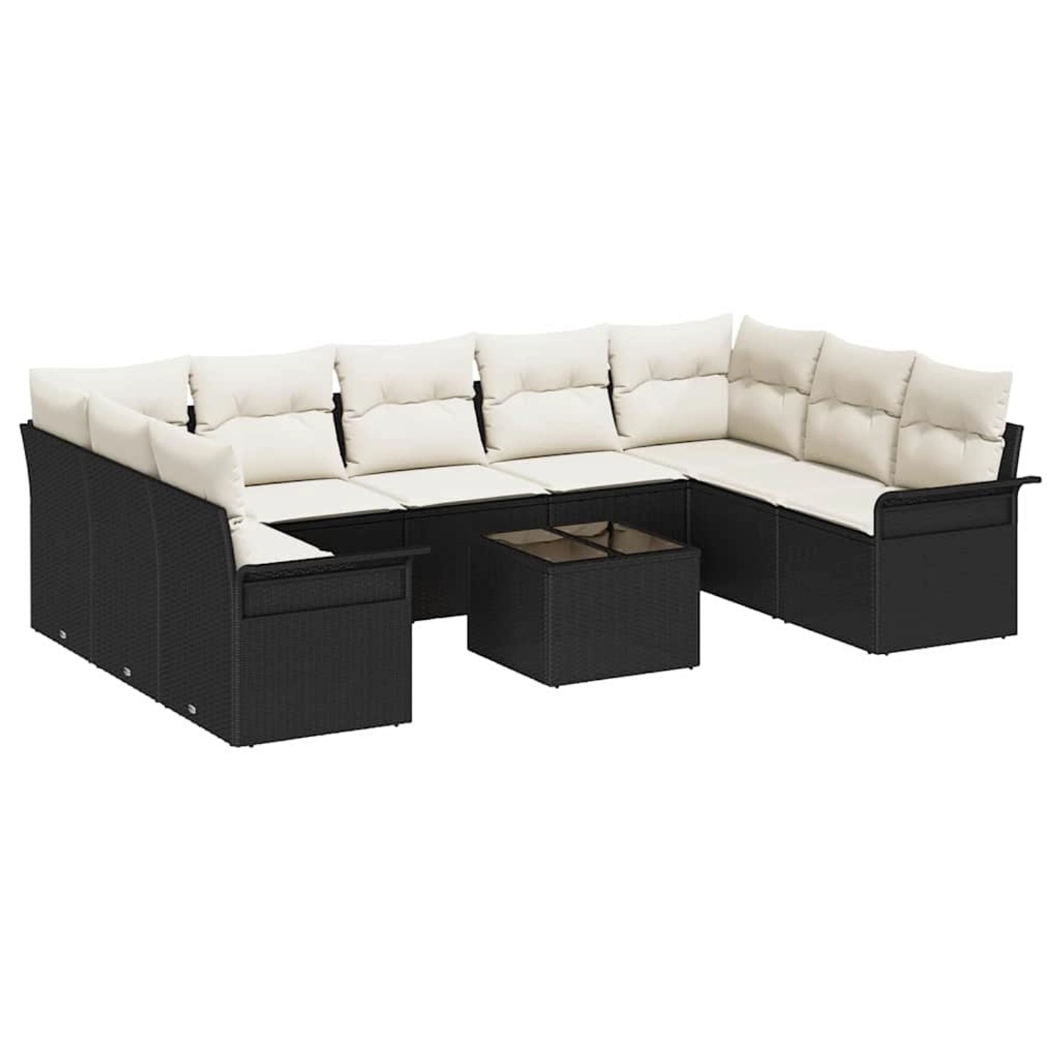 vidaXL Garten-Sofa-Set mit Kissen 10-Tlg Schwarz Poly Rattan 3345527 günstig online kaufen