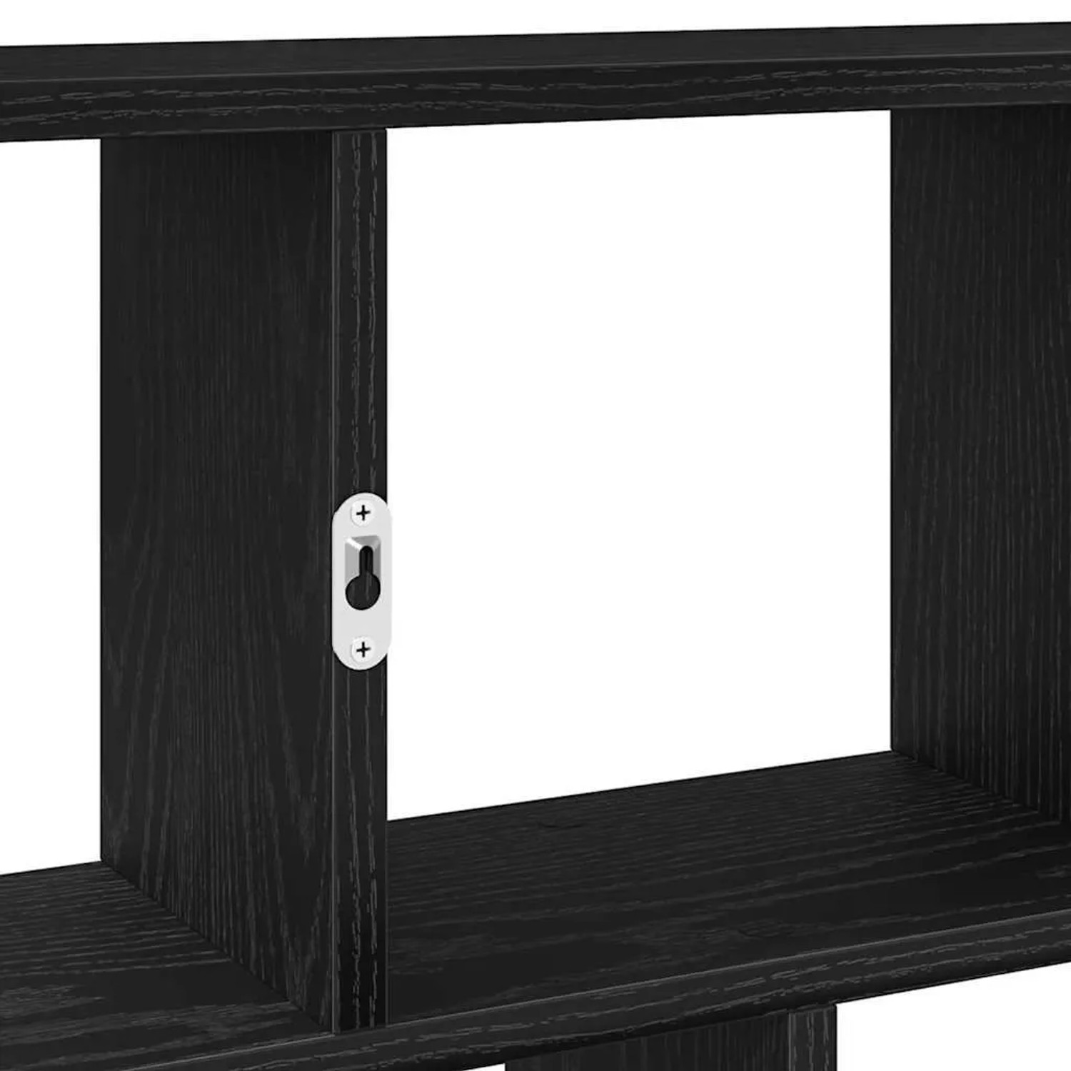 Detailansicht: Schwarzes vidaXL Würfelregal mit 12 Fächern und Wandhalterung.