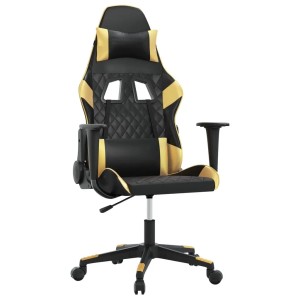 vidaXL Gaming-Stuhl mit Massagefunktion Schwarz & Golden Kunstleder 345513