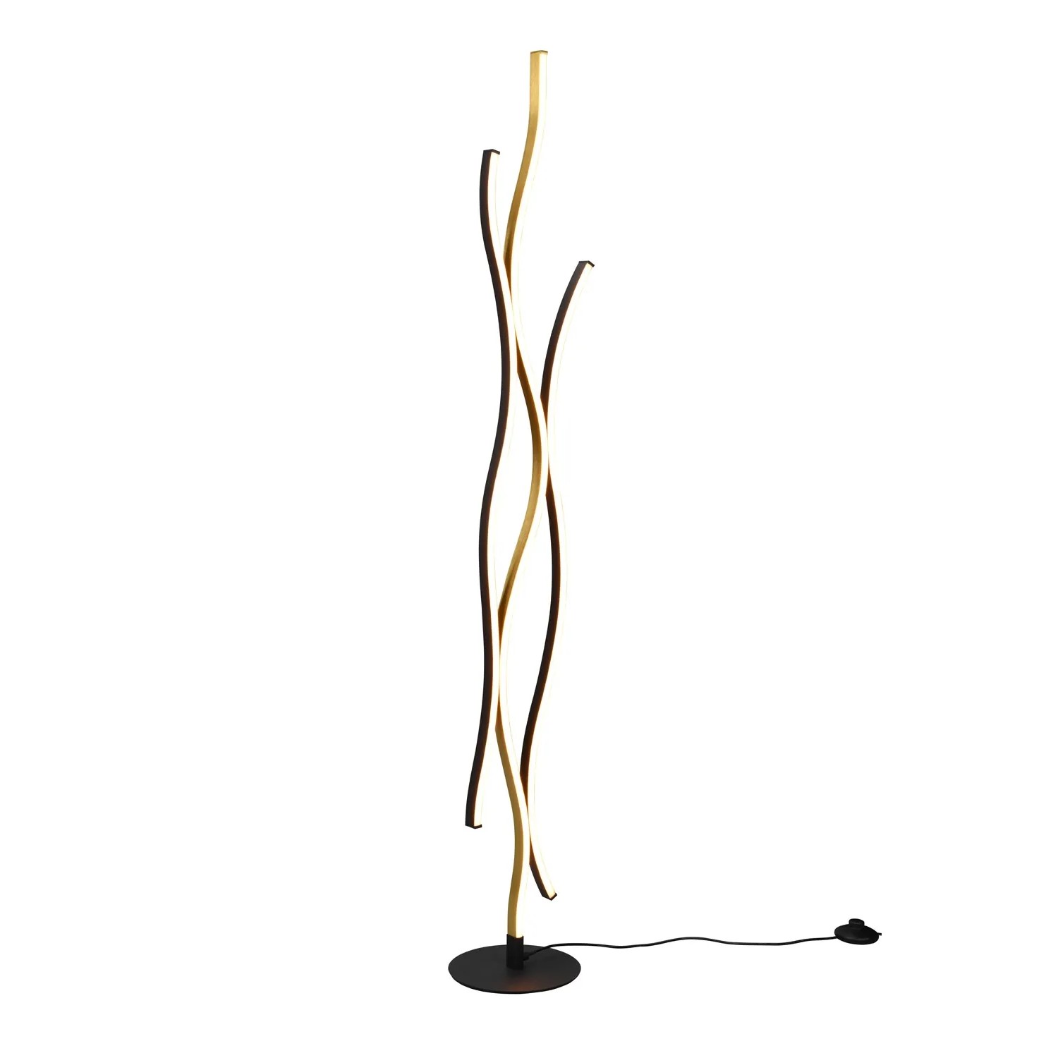 Moderne Trio LED Stehleuchte Blaze in Messing Matt und Schwarz, 1-flammig, dimmbar.