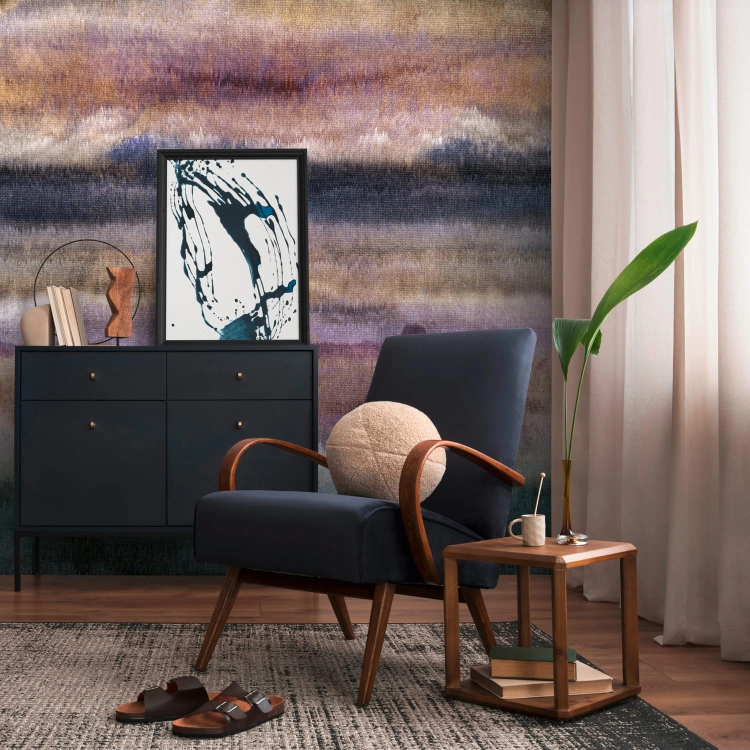 PROFHOME 398911-GU Fototapete Abstrakt Matt Blau Lila 2,12 m x 2,8 m 0,53 m günstig online kaufen
