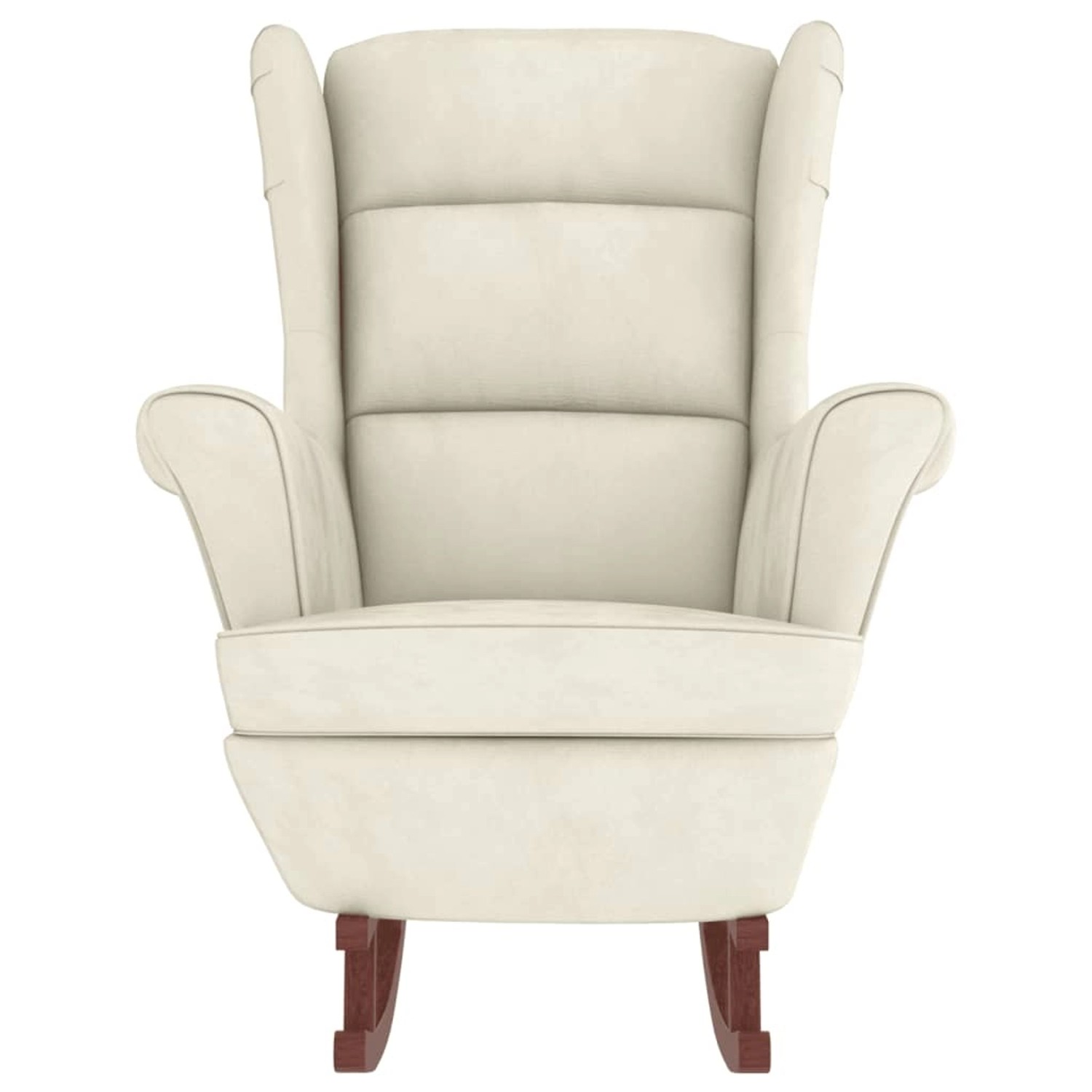 Cremefarbener Schaukelstuhl mit Samtbezug und Holzfüßen von vidaXL.