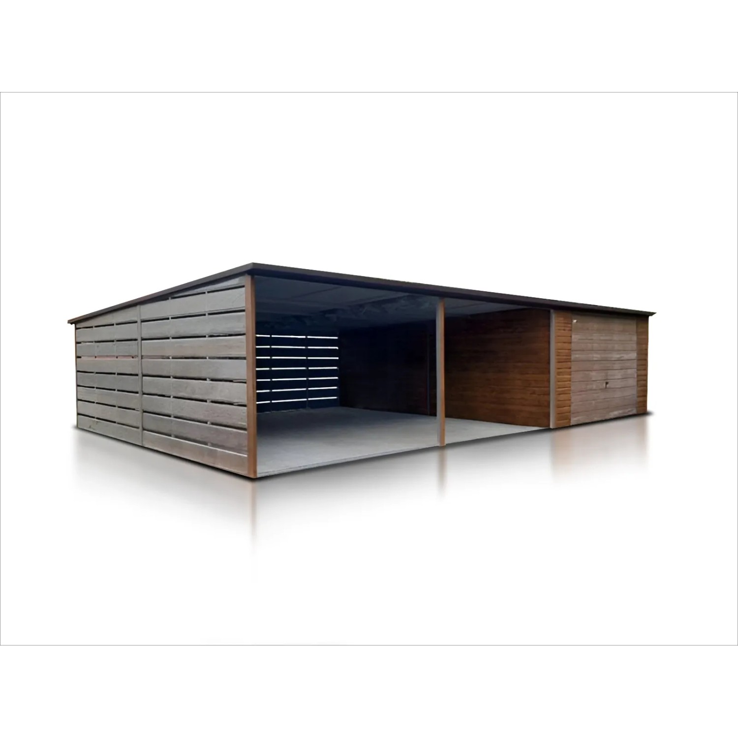 Liderstal Einzelgarage Standard aus Blech 300 x 600 cm Carport 6 m Pultdach Schwingtor Holzoptik