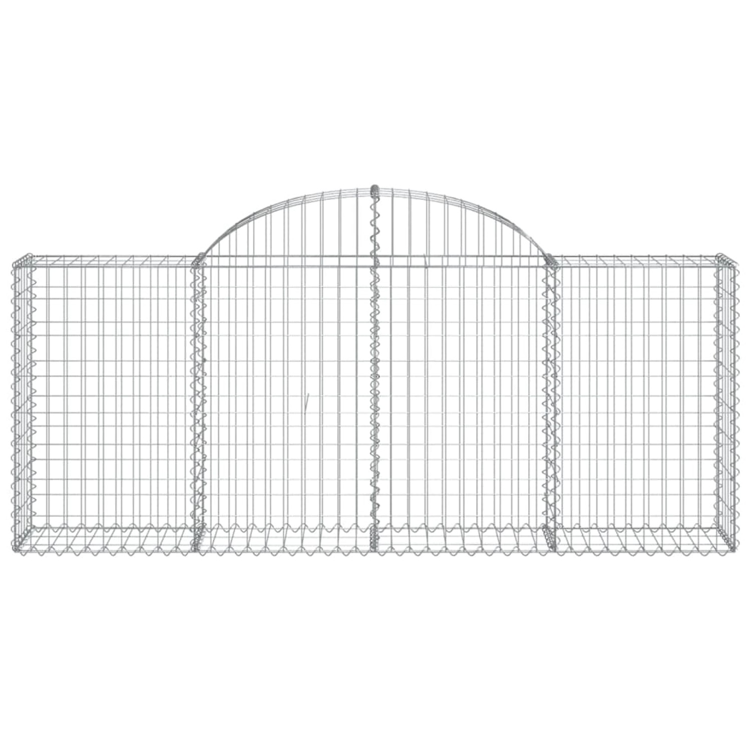vidaXL Gabionen mit Hochbogen, 14 Stück, 200x30x80/100cm, aus verzinktem Eisen.