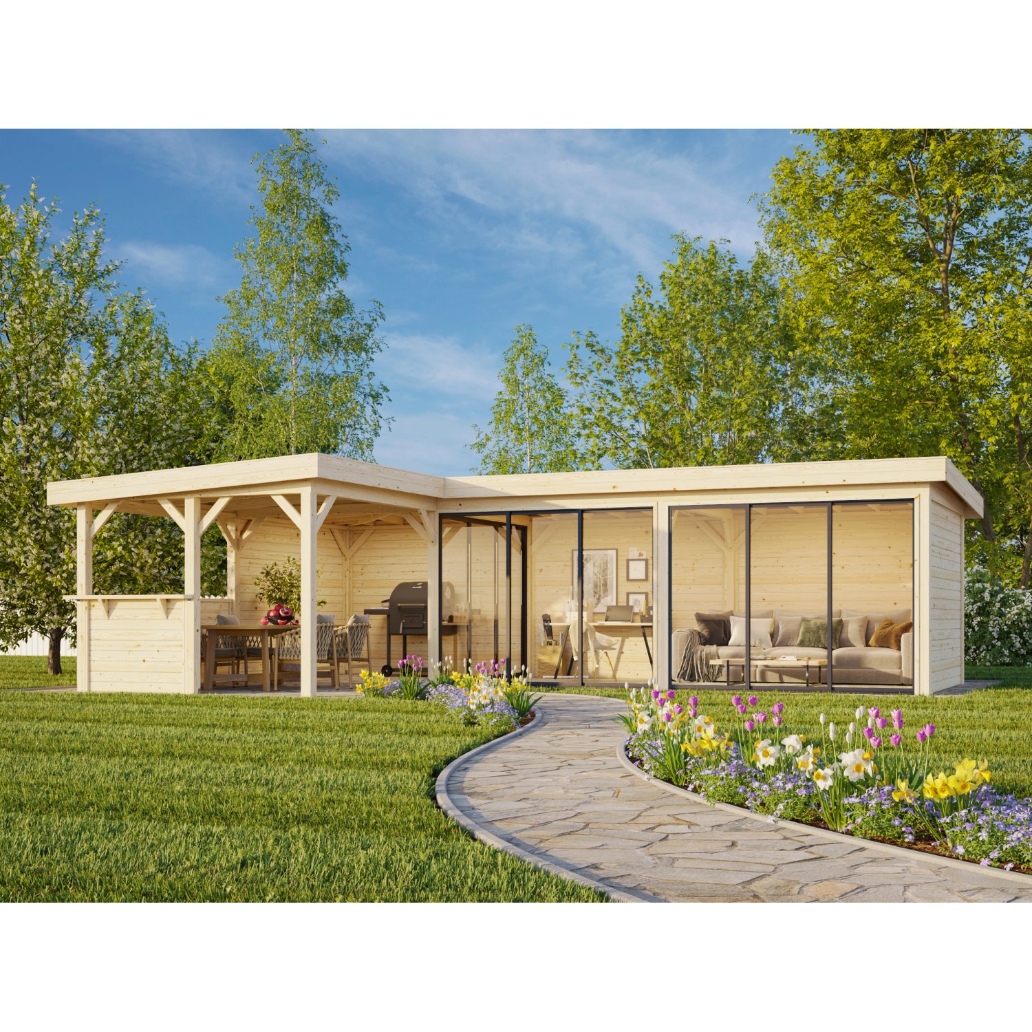 Palmako Pavillon Lenna Set 720 Slide Plus 876 x 588 cm Lackiert Weiß FSC® günstig online kaufen