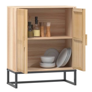 vidaXL Sideboard, 60x30x75 cm, Holzwerkstoff, Modell 2. Büroschrank mit Fächern und Holztüren auf Metallgestell.