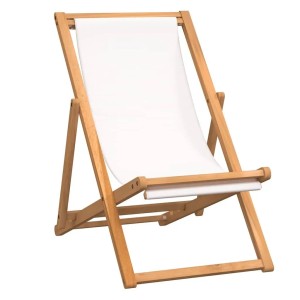 vidaXL Liegestuhl Teak 56x105x96 cm Creme 43802