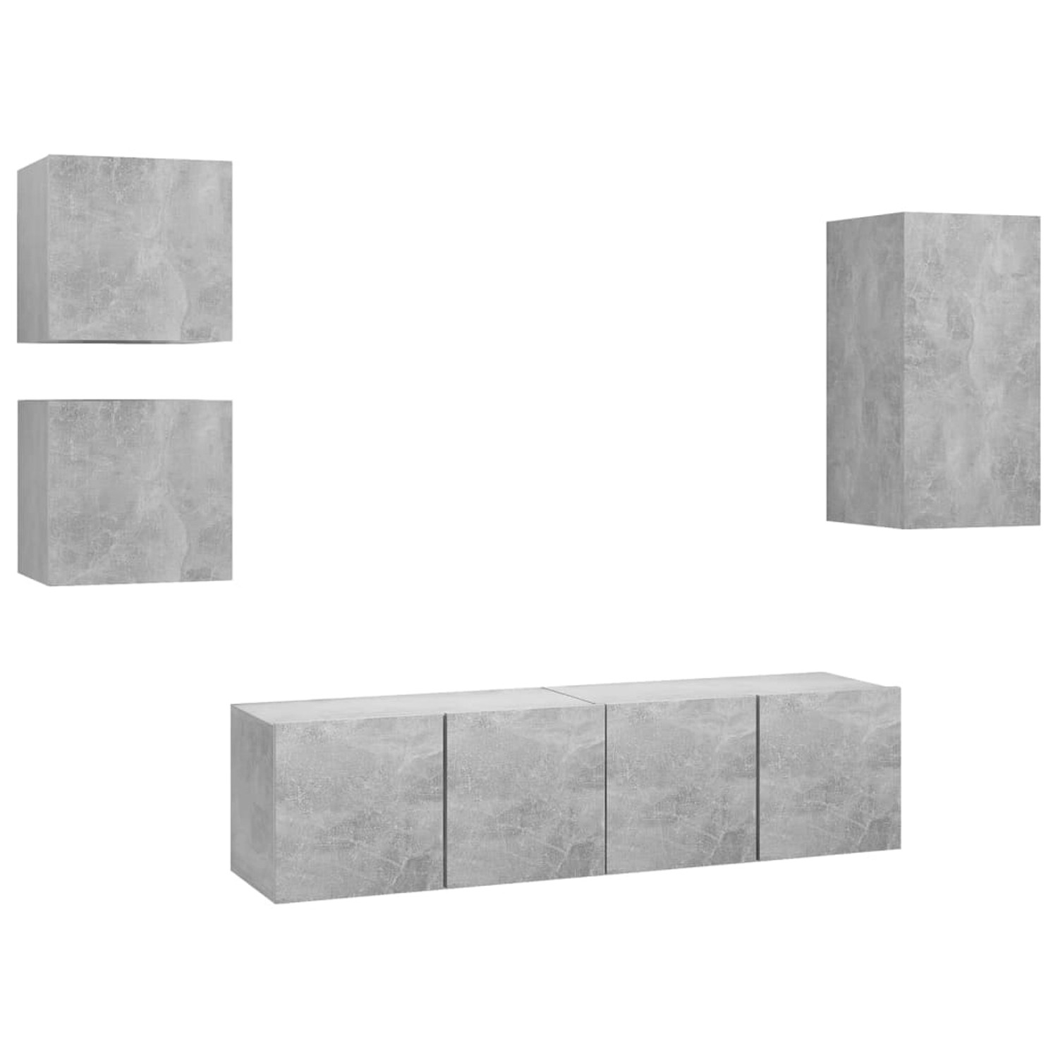 VidaXL 5-tlg. TV-Schrank-Set Betongrau Holzwerkstoff 4