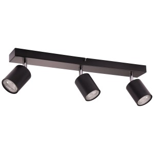 Schwarzer, 3-flammiger LED-Deckenstrahler Taio, 52,5 cm breit, für flexible Beleuchtung.