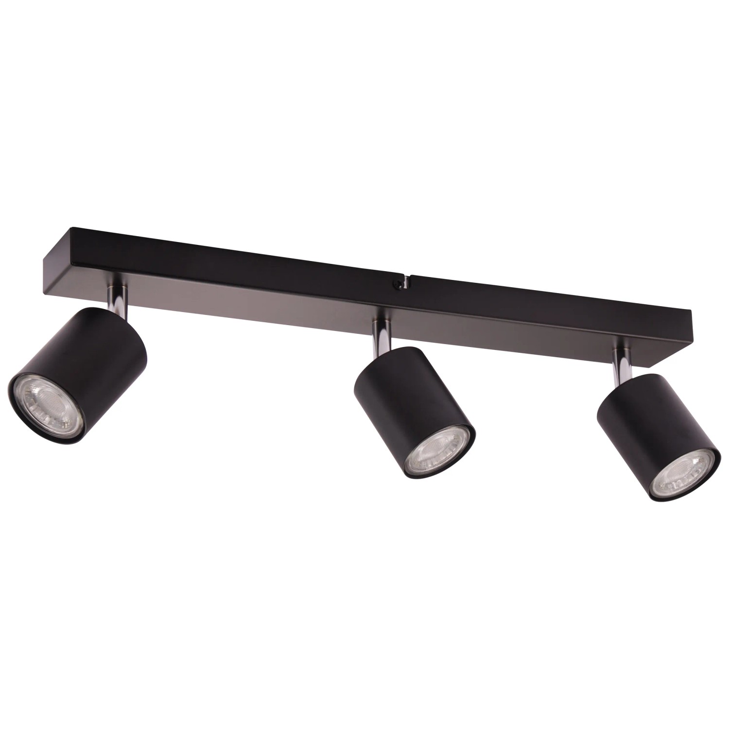 Schwarzer, 3-flammiger LED-Deckenstrahler Taio, 52,5 cm breit, für flexible Beleuchtung.