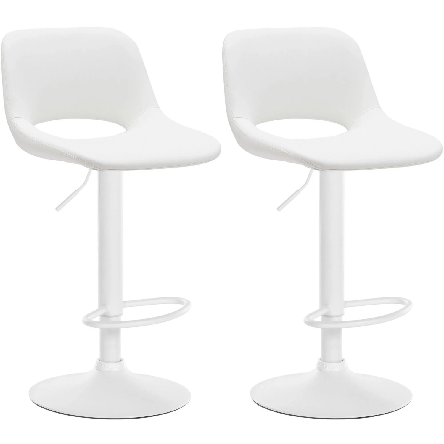 DELUKE Barhocker 2er Set JAKSON Weiß Kunstleder Weiß Barstuhl Mit Lehne Tresenhocker Tresenstuhl