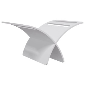 Freistehender, weißer vidaXL Zeitungsständer aus Holz für Garderobe oder Wohnzimmer.