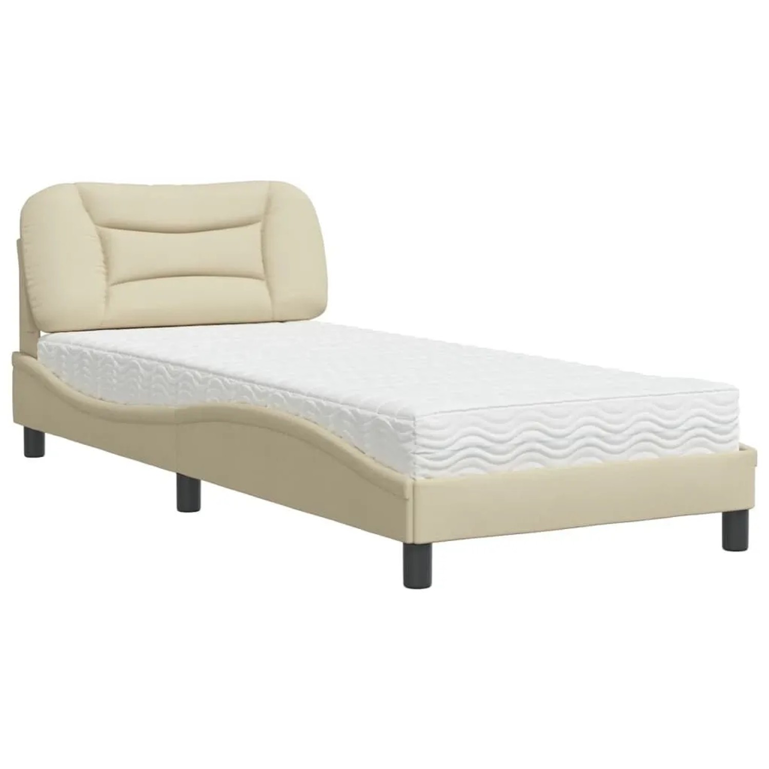 vidaXL Bett mit Matratze Creme 90x200 cm Stoff 3208511