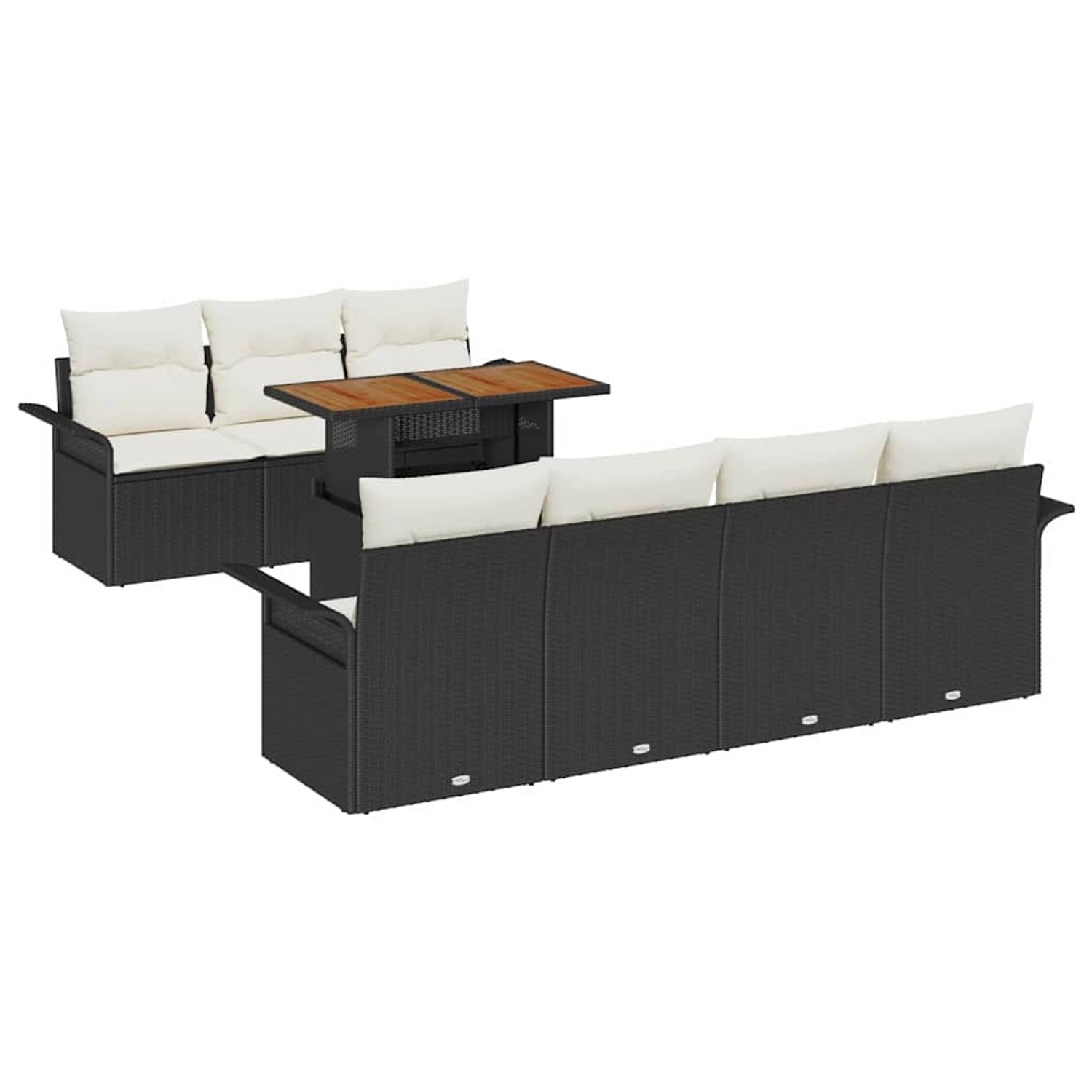 vidaXL Garten-Sofa-Set mit Speicher 8-Tlg Schwarz Poly Rattan 3358028 günstig online kaufen