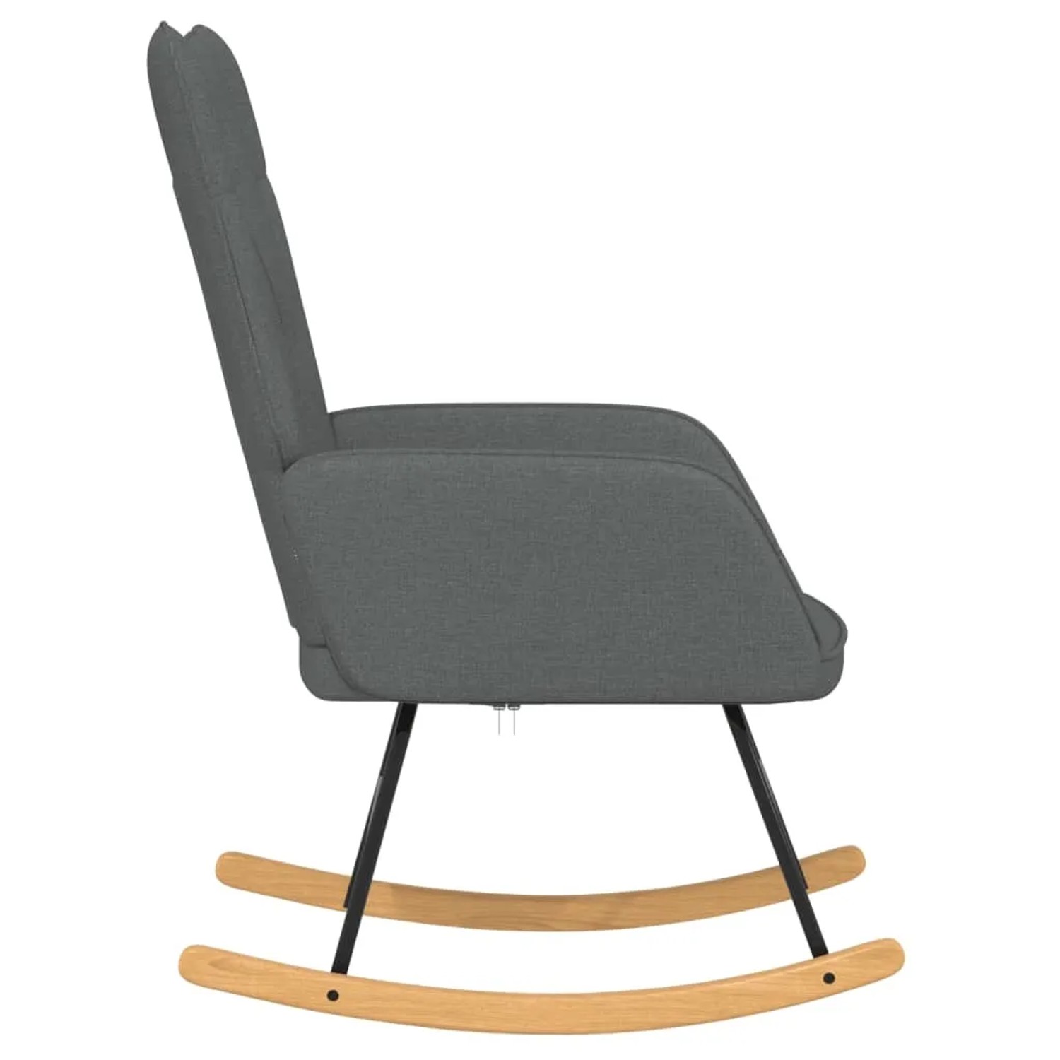 Dunkelgrauer vidaXL Schaukelstuhl Modell 3 mit Stoffbezug und Holzgestell.