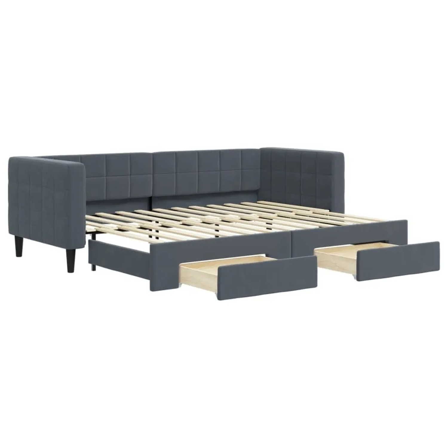 vidaXL Tagesbett Ausziehbar mit Schubladen Dunkelgrau 80x200 cm Samt 3196733