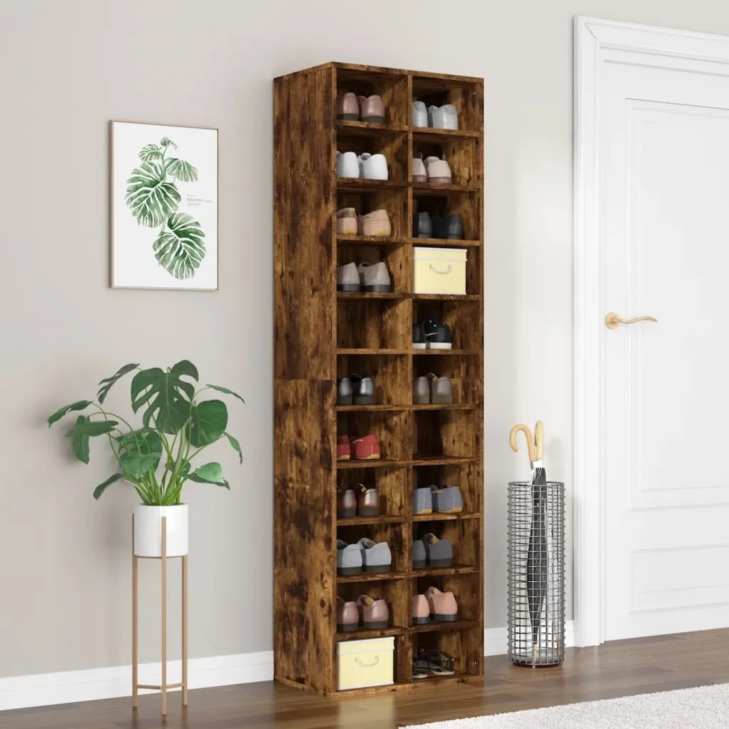 vidaXL Schuhregal Räuchereiche 54x34x183 cm Holzwerkstoff 815300_2