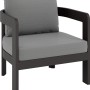 Sessel der 4-teiligen Lounge-Gruppe Sorreno, Aluminium Anthrazit mit grauen Kissen.