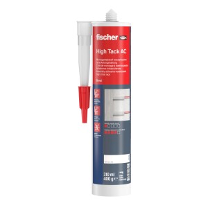 Fischer Montageklebstoff High Tack AC, weiße Kartusche mit roter Spitze, 310ml.