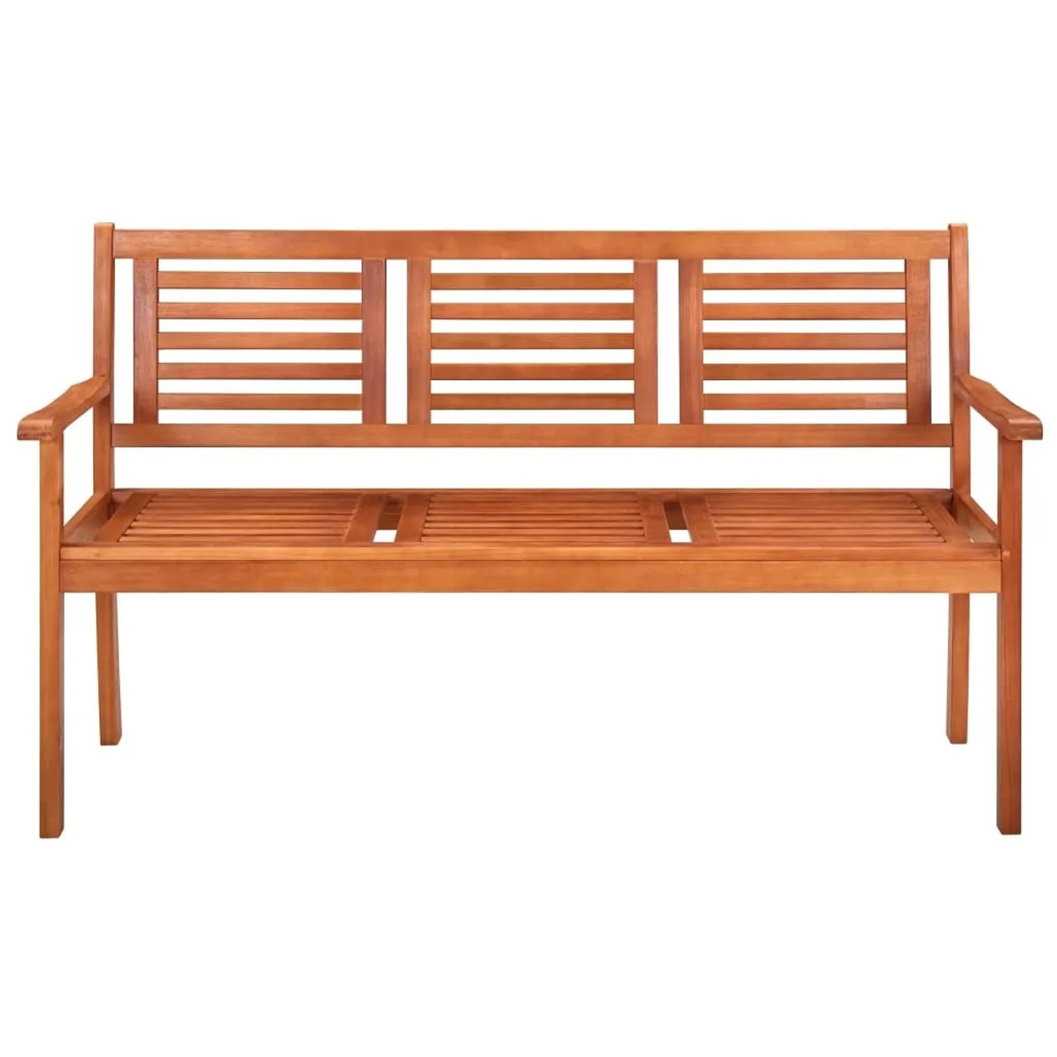 VidaXL 3-Sitzer Gartenbank aus Eukalyptusholz mit schwarzer Auflage, ideal für Garten & Terrasse.