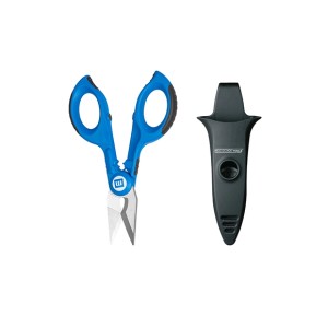 WEICON Kabelschere No.35 blau/schwarz mit Scheide. Zange zum Schneiden, Abisolieren und Crimpen.