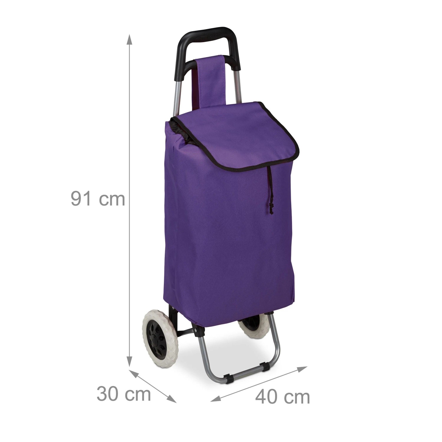 Relaxdays Einkaufstrolley Stoff Stahl Lila Faltbar 91 cm x 40 cm x 30 cm 1,6 kg_4