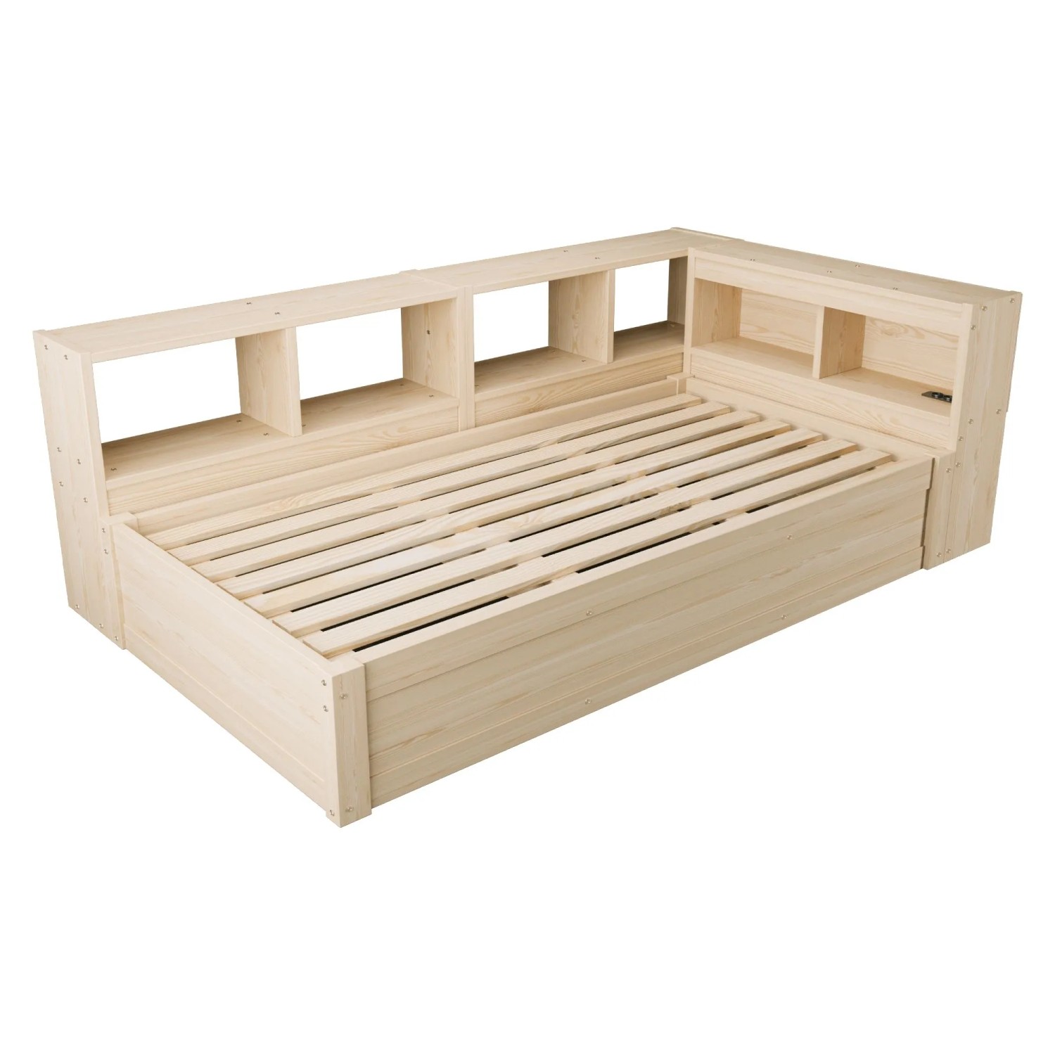 Merax Schlafsofa 90x200cm LED Steckdose Stauraum Holzfarbe