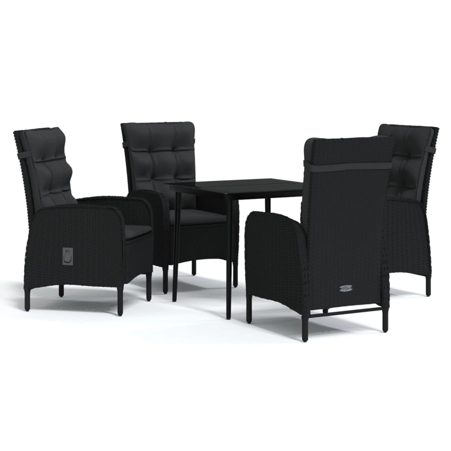 vidaXL 5-Tlg Garten-Essgruppe mit Kissen Schwarz 3099366 günstig online kaufen