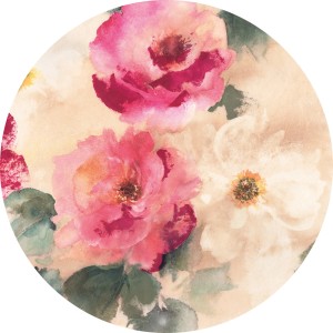 Komar Vliesfototapete Blütenzauber mit rosa und weißen Blüten.