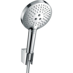 Hansgrohe Raindance Select S 120 Brauseset mit Halter und Schlauch in Chrom.