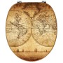 Banjado WC-Sitz Bambus mit Weltkarte Motiv. Toilettendeckel aus Holz für Standard WC.