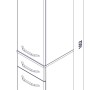 Skizze des Fackelmann Bad-Hochschranks Milano Asteiche, 166x31x32cm, mit Schublade und Griffleisten.